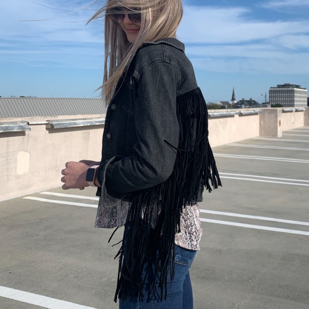 Judy Blue Black Fringe Denim Jacket
